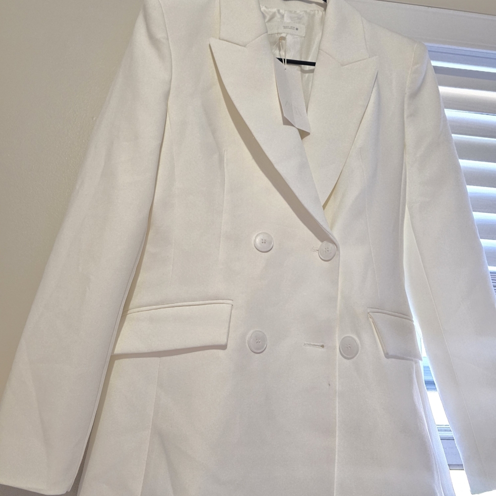 Zara White Double-Breasted Women's Blazer